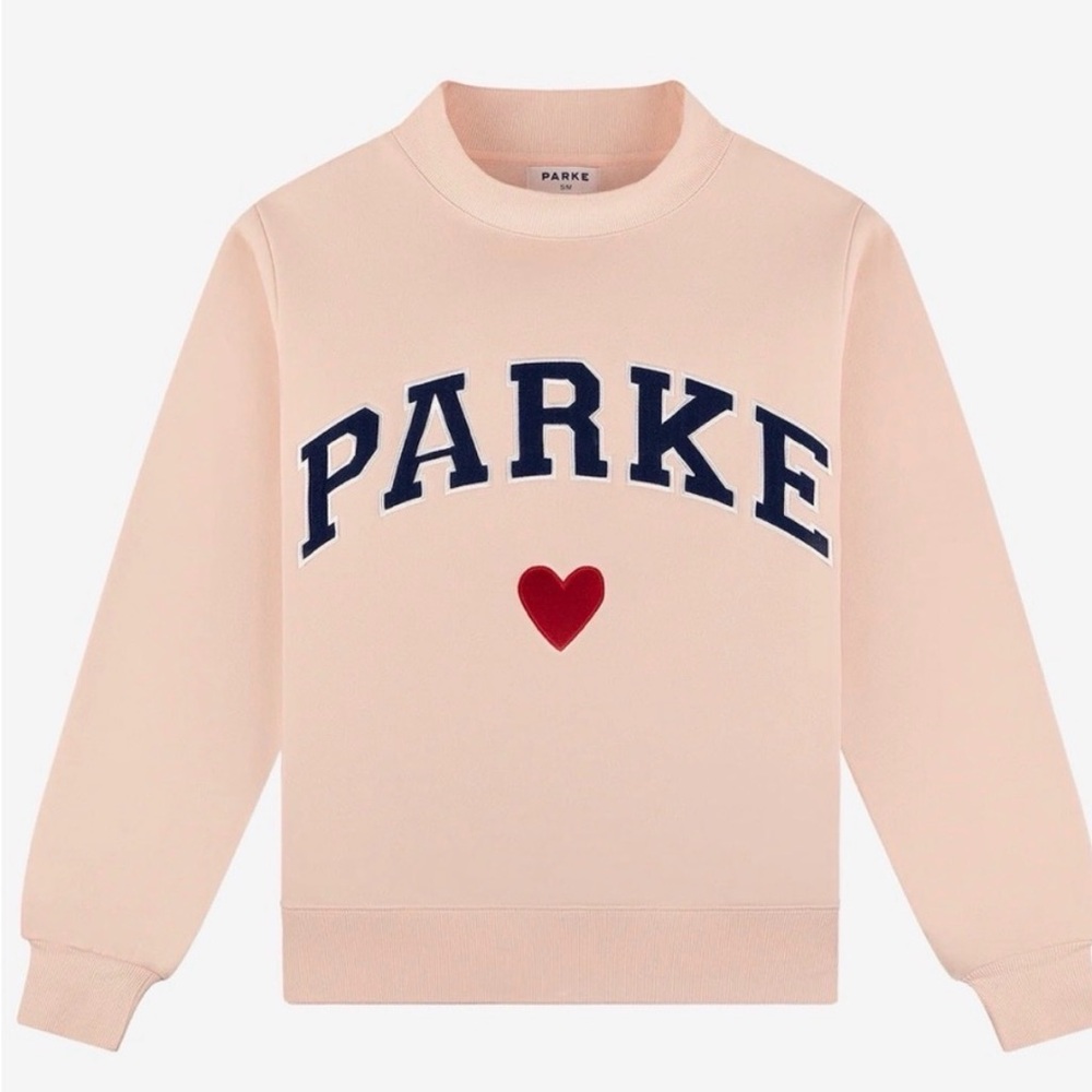 PARKE Heart Varsity Mockneck - Peony + Denim